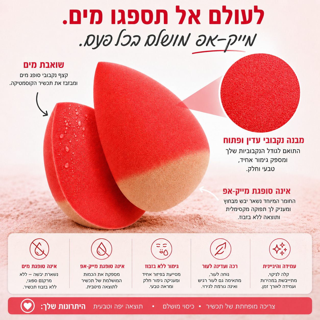 ספוג איפור – ביוטי בלנדר דוחה מים | נטול לטקס